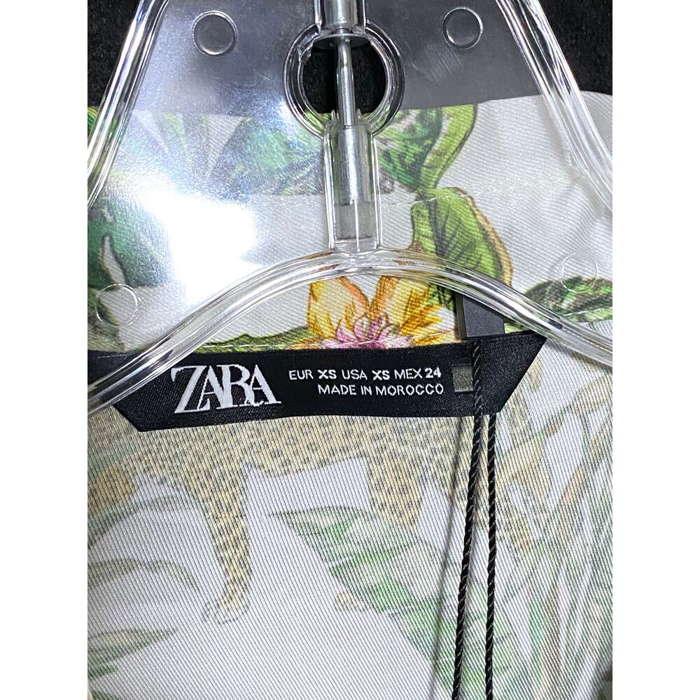 Zara Jungle Button Shirt Women XS Roll Tab Tropical Safari Leopard Boho Vacation - Picture 7 of 10